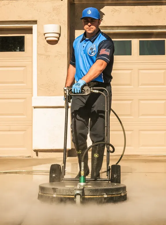 Wash Patrolman Steam Cleaning Concrete Driveway in Chandler